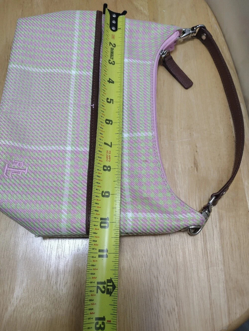 Lauren By Ralph Lauren Pink Houndstooth Baguette Shoulder Bag